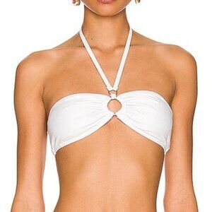 NEW superdown Ana Bikini Top in White Bandeau Halter Large L swim beach